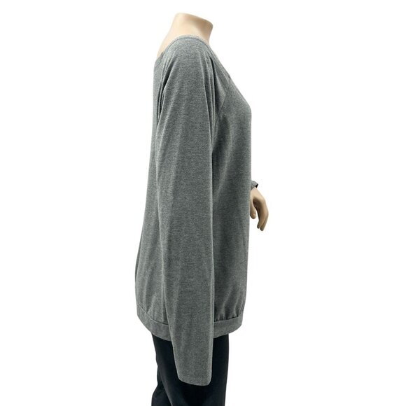 Slouchy Scoop Neck Long Sleeve Loose Fit‎ Sweater Pullover Heather Gray Womens L - Picture 3 of 10